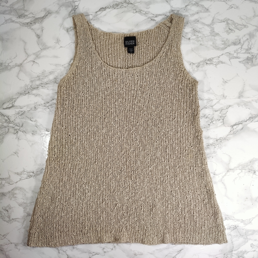 Eileen Fisher Beige Knit Tank Top
